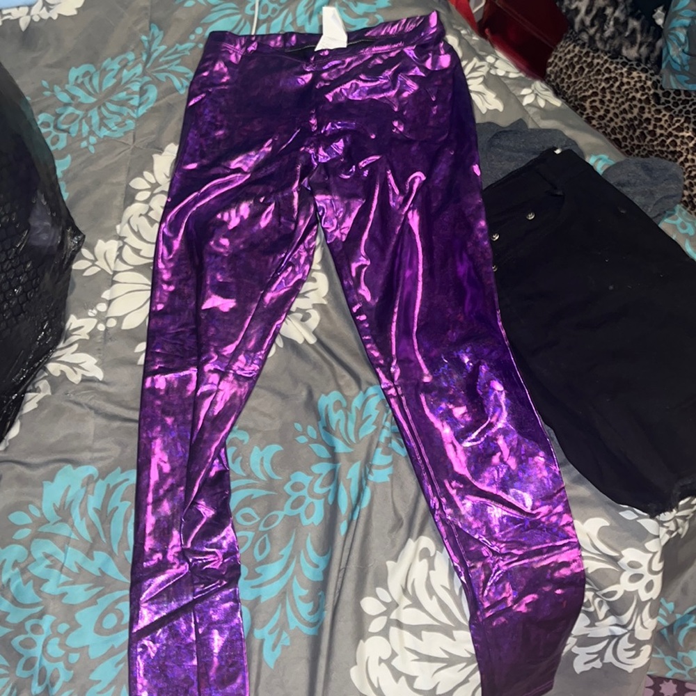 Purple Metallic Leggings
